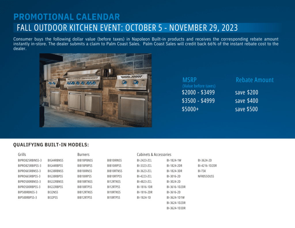Napoleon Fall Outdoor Kitchen Savings Event Palm Coast Sales