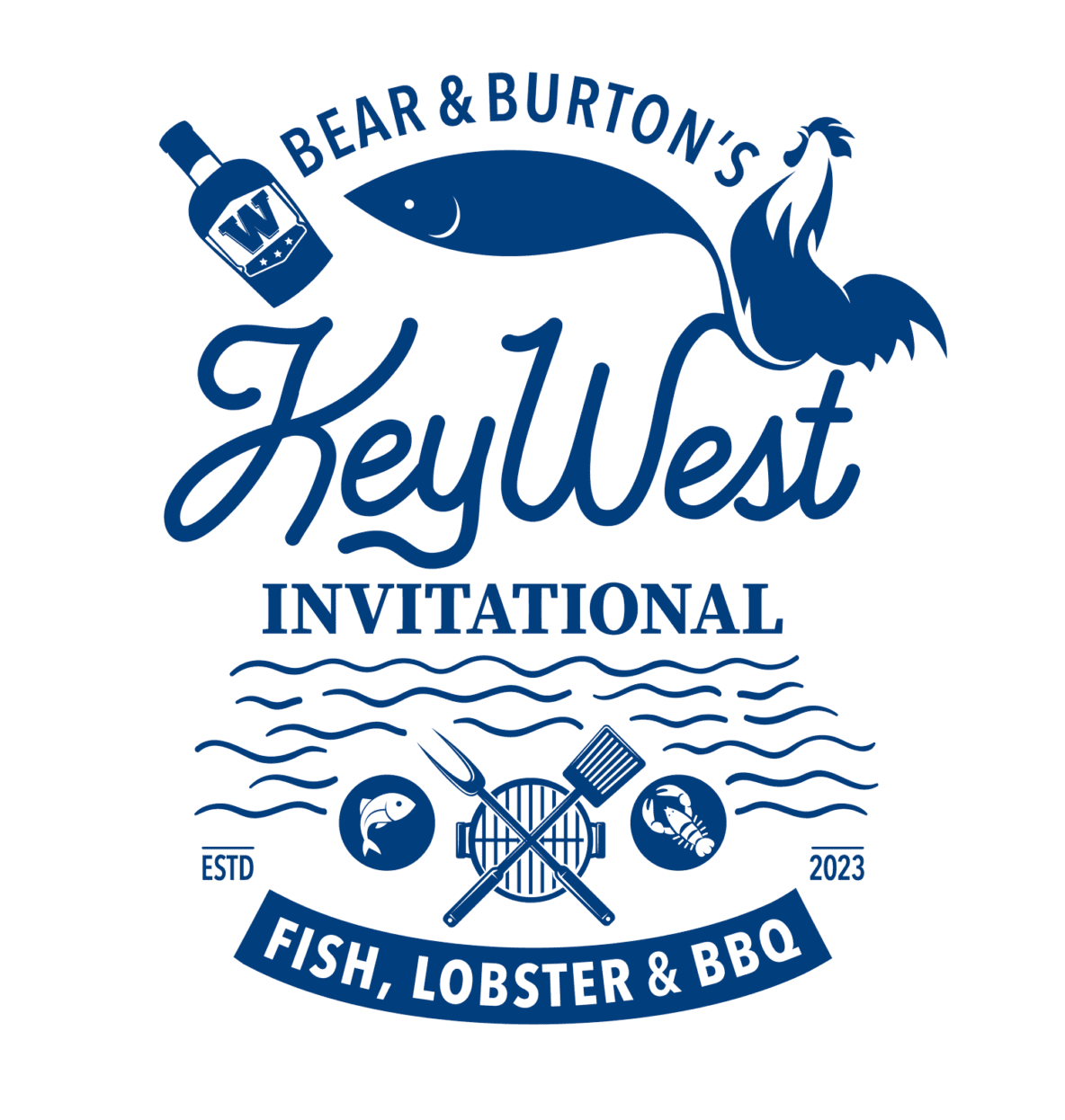 Blue logo of Ivy West Brewing Co. with hops illustration.